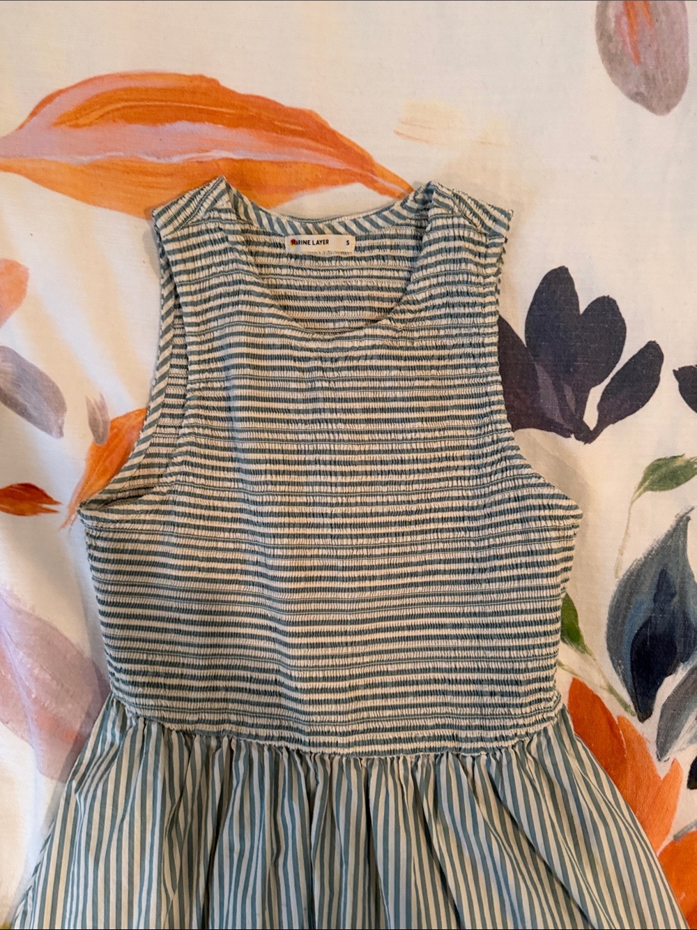 Marine Layer greenand White Striped Sleeveless Dress